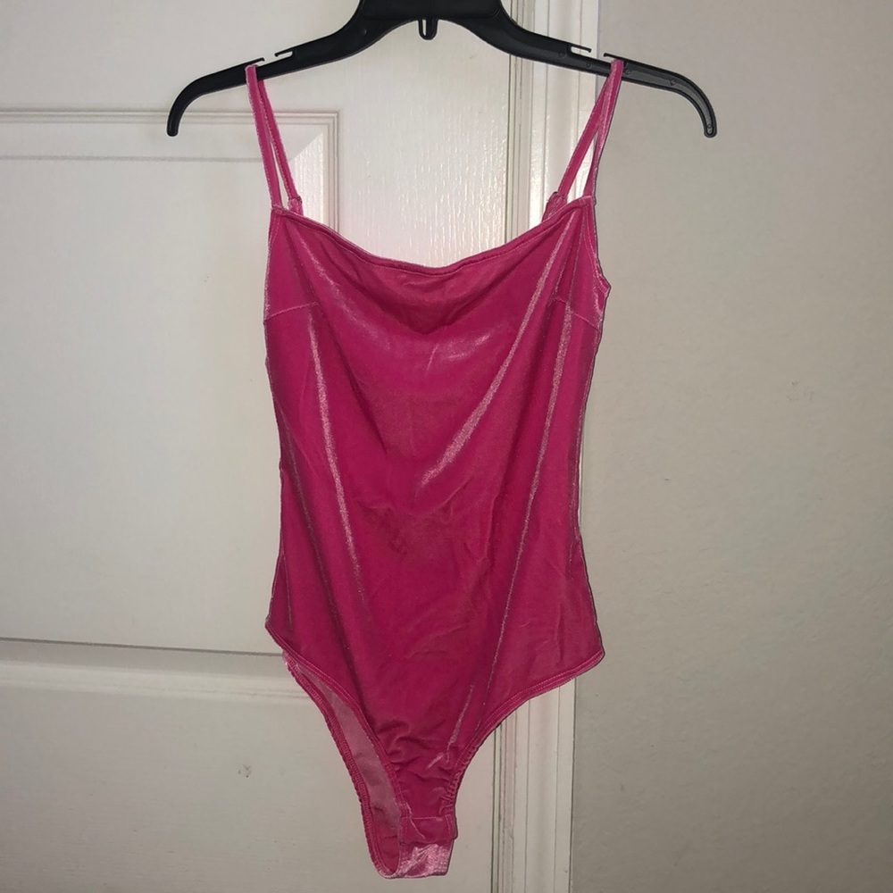 Hot Pink Velvet Bodysuit